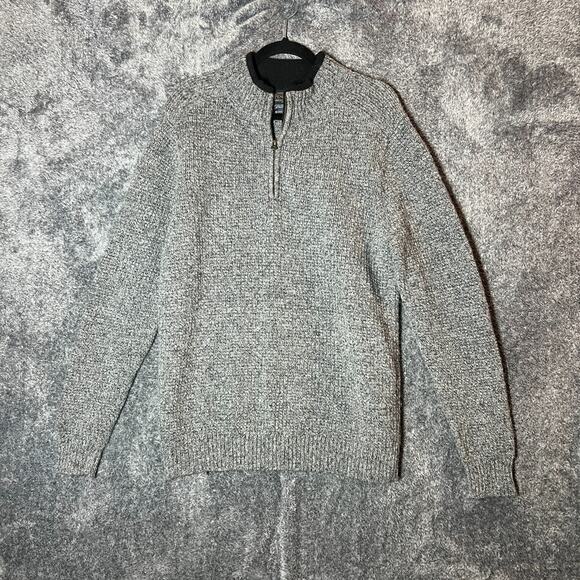 Pendleton Sweater Mens Medium Gray 100% Shetland Wool 1/4 Zip Pullover Washable - Picture 1 of 8
